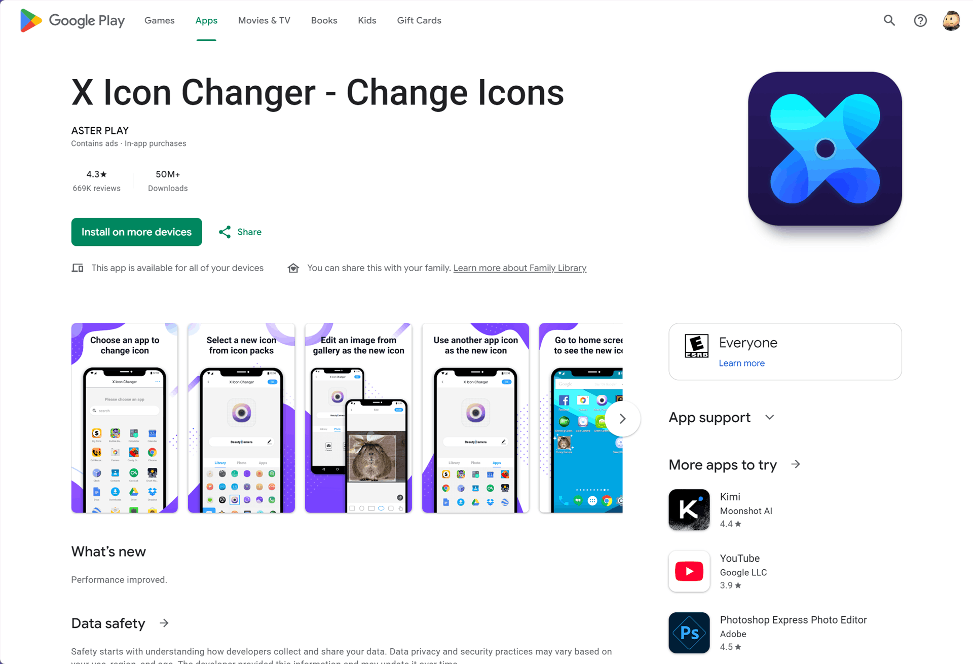 X Icon Changer 的 Google Play 页面截图